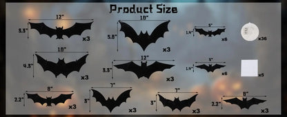 12-24-36 pcs Halloween Bats Wall Decor - Lighted 3D Bat Stickers for Party Window Door