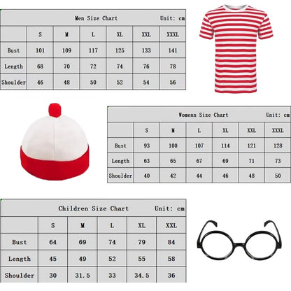 Wheres Waldo Family Wally Cosplay Costume