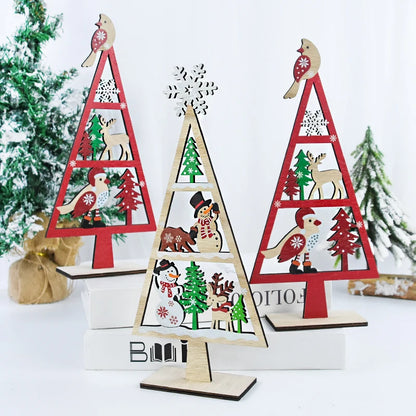 1PC Mini Wooden Christmas Tree Shape Tabletop