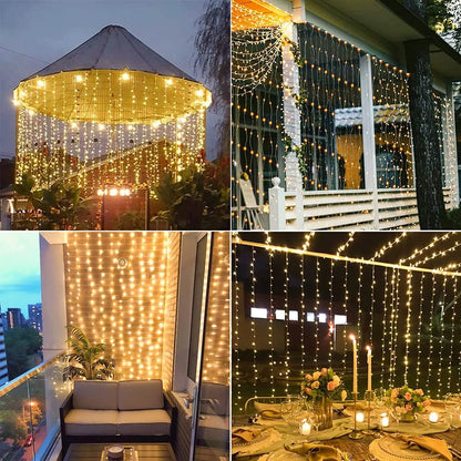 Solar Curtain Garland Led Lights