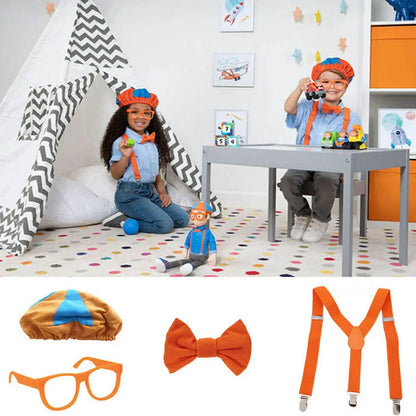 Role Play Costume Hat Glasses Suspenders Bow Tie