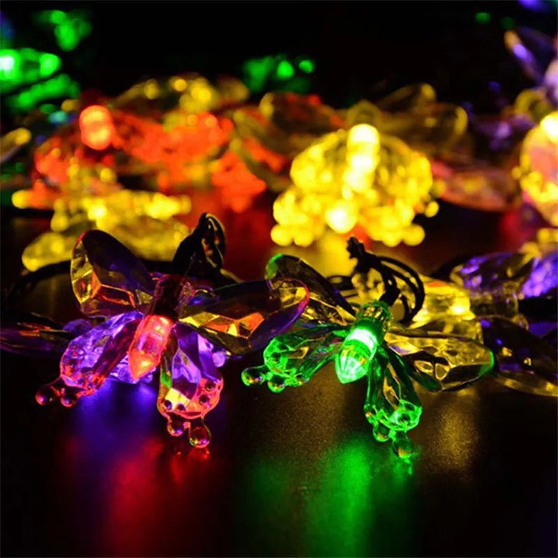 20/30/50/100 LED Light 8 Mode Crystal Butterfly Solar String Lights