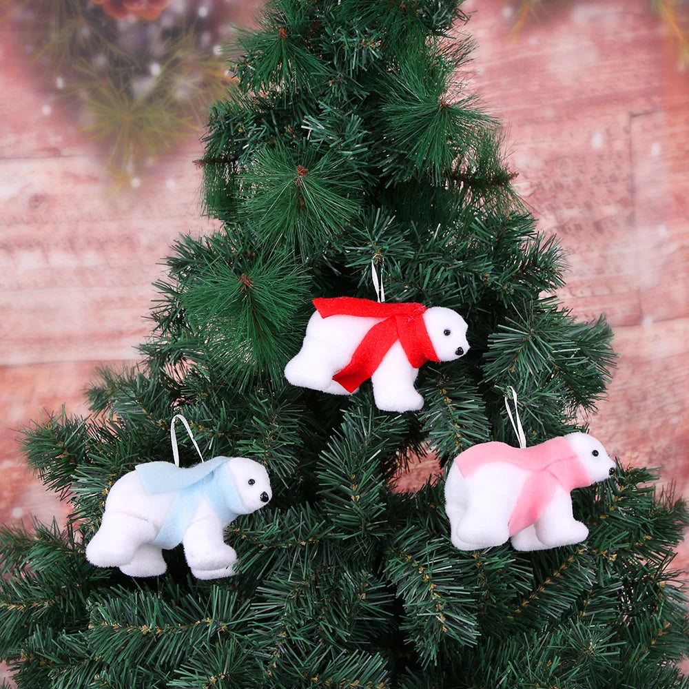 1pcs White Bear Pendants Christmas Tree Ornaments