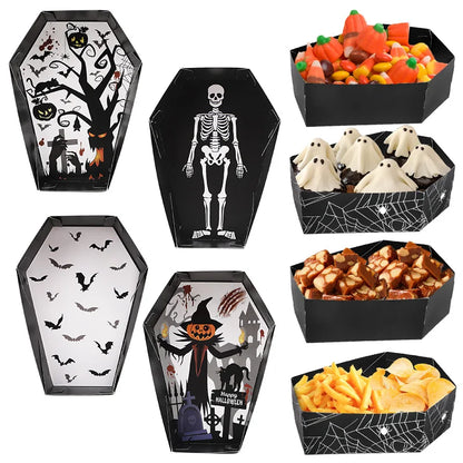 12/24Pcs Halloween Paper Food Serving Trays