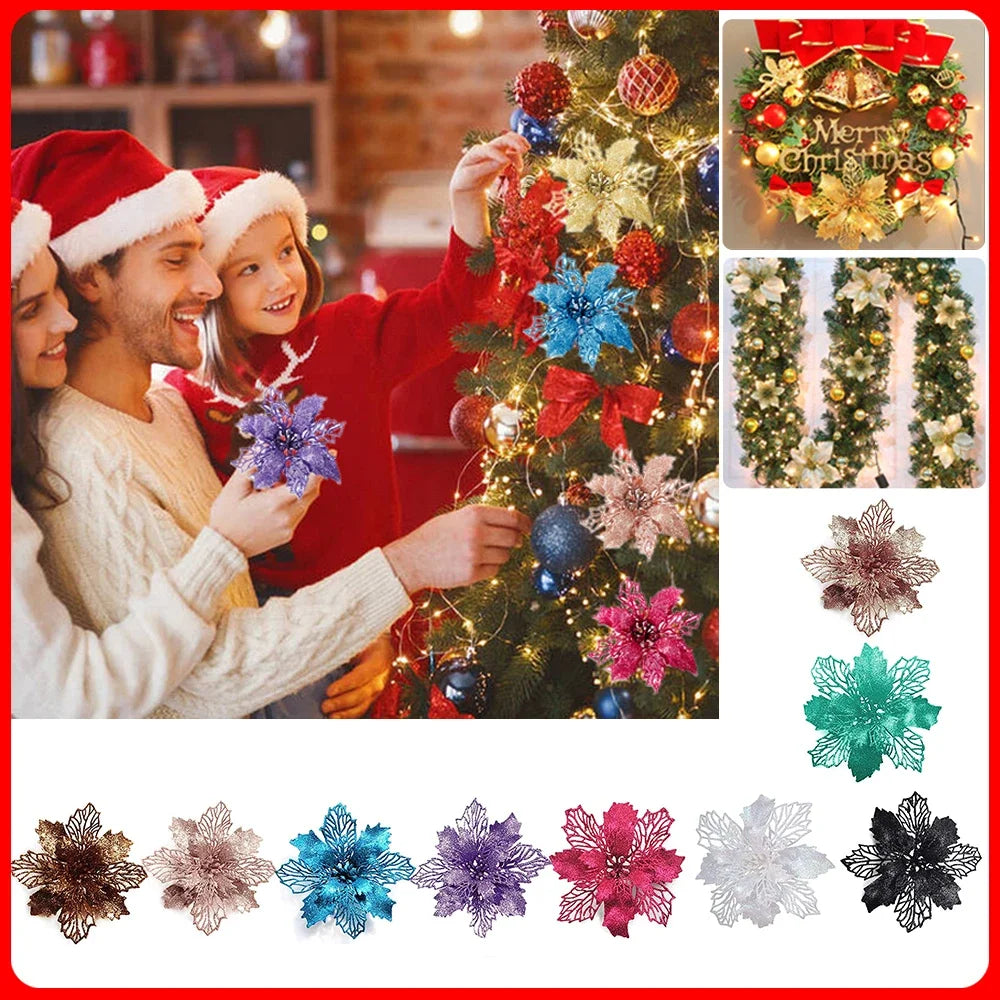 9cm Glitter Artifical Christmas Flowers Tree