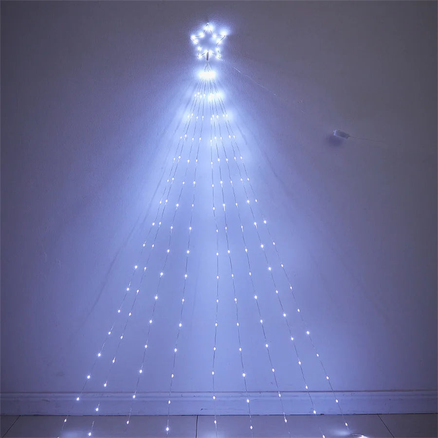 8 Modes Waterfall 9X2M Topper Star Garland