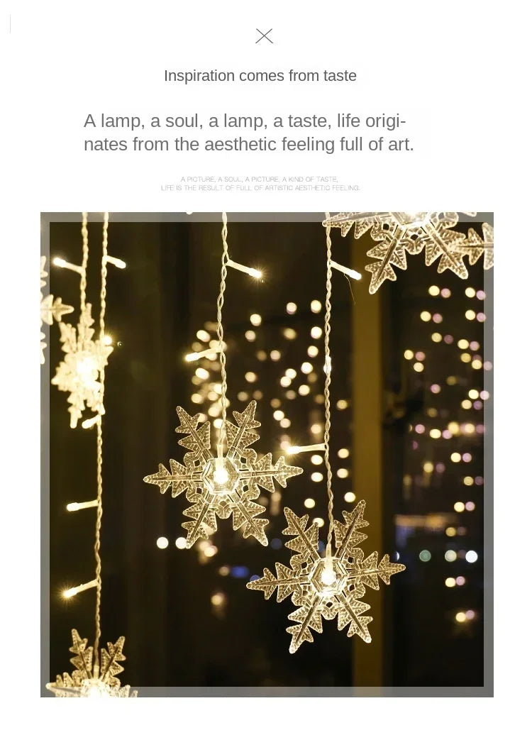 Led Snowflake Curtain Icicle Fairy String Light