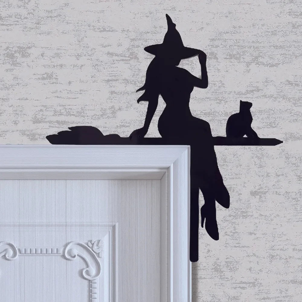 Black Cat Witch Acrylic Corner Sign