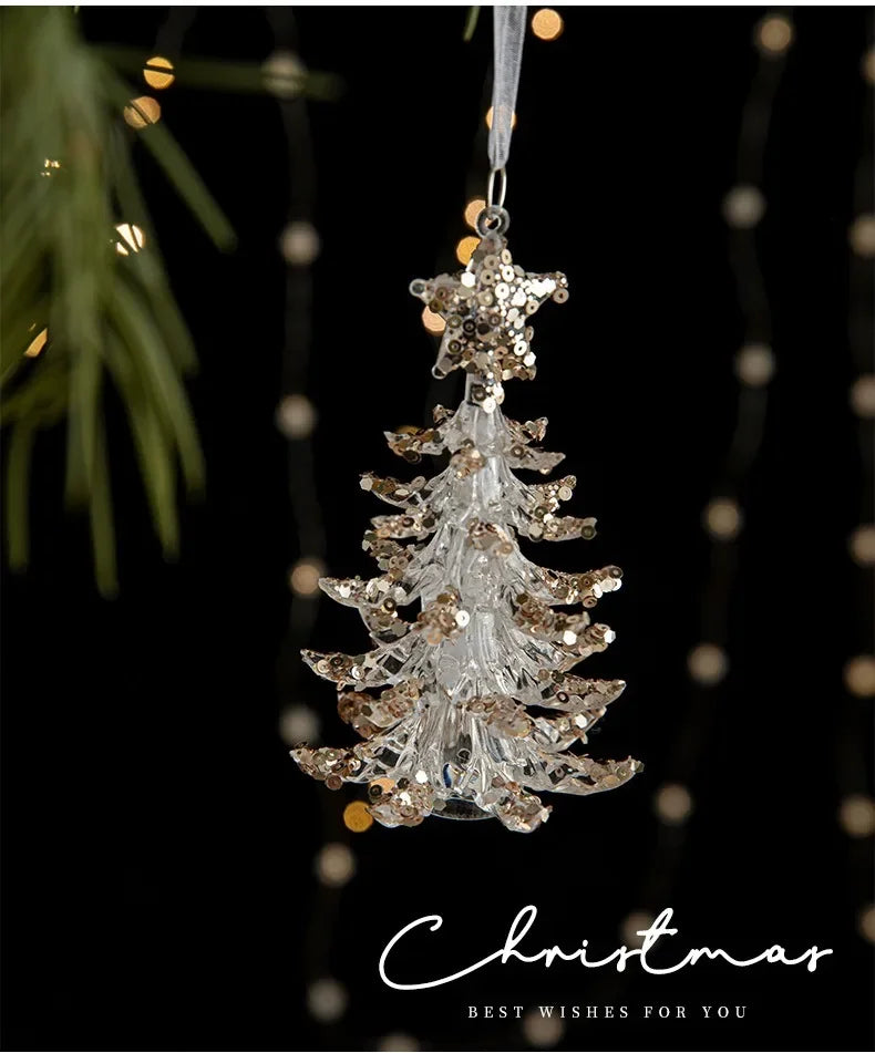 Christmas Acrylic Hanging Pendant Sequins Snowflake