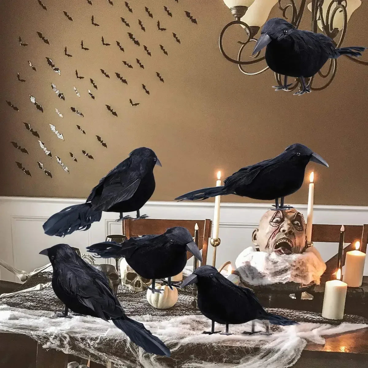 1-6PCS Scare Black Feather Crow