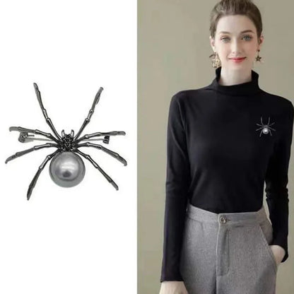 Retro Punk Goth Spider Brooch Pin for Women and Men