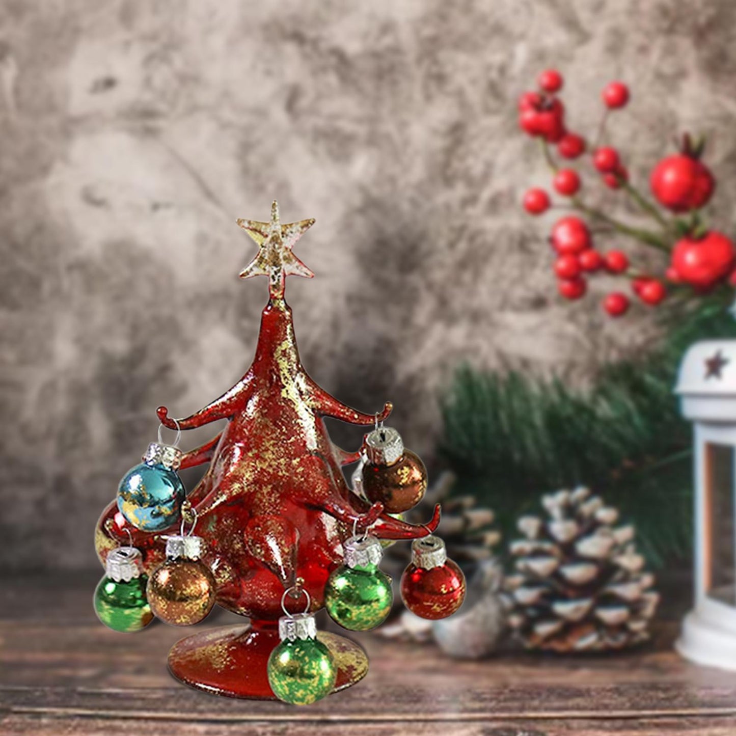 Mini Glass Christmas Tree Ornament Miniature Figurines