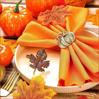 Pumpkin Maple Leaf Turkey Thanksgiving Napkin Rings 8PCS