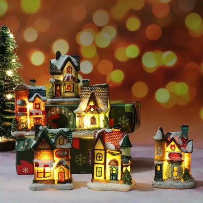 Christmas LED Light Wooden House Luminous Cabin