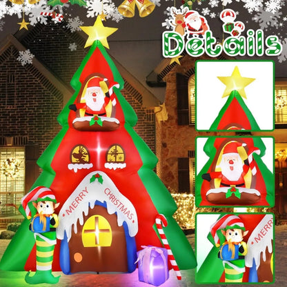 10FT Inflatable Christmas Tree & Santa Claus House Decoration