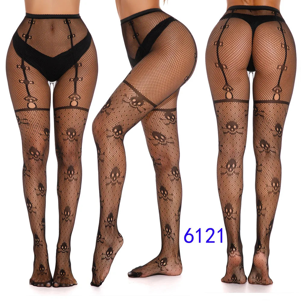 Sexy Black Spider Web Mesh Pantyhose
