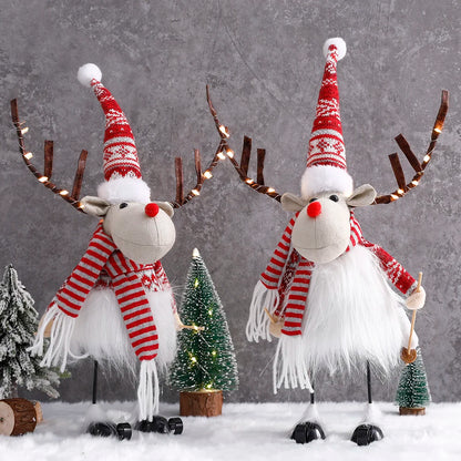 Large Santa Claus Elk Standing Doll with Lights