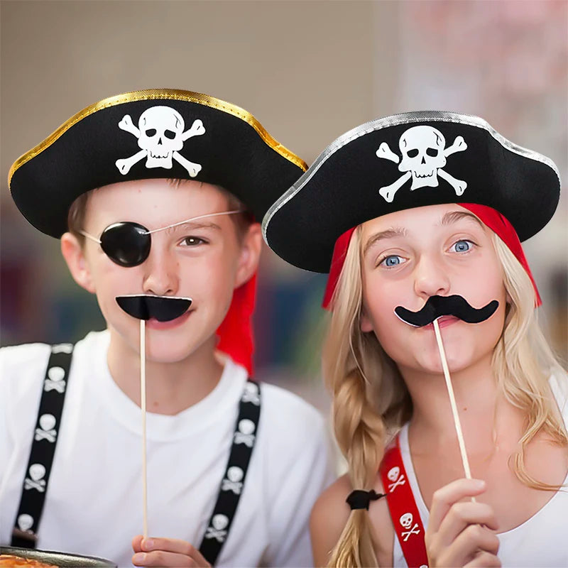 2pcs/set Pirate Hat And Pirate Skull Eye Patches