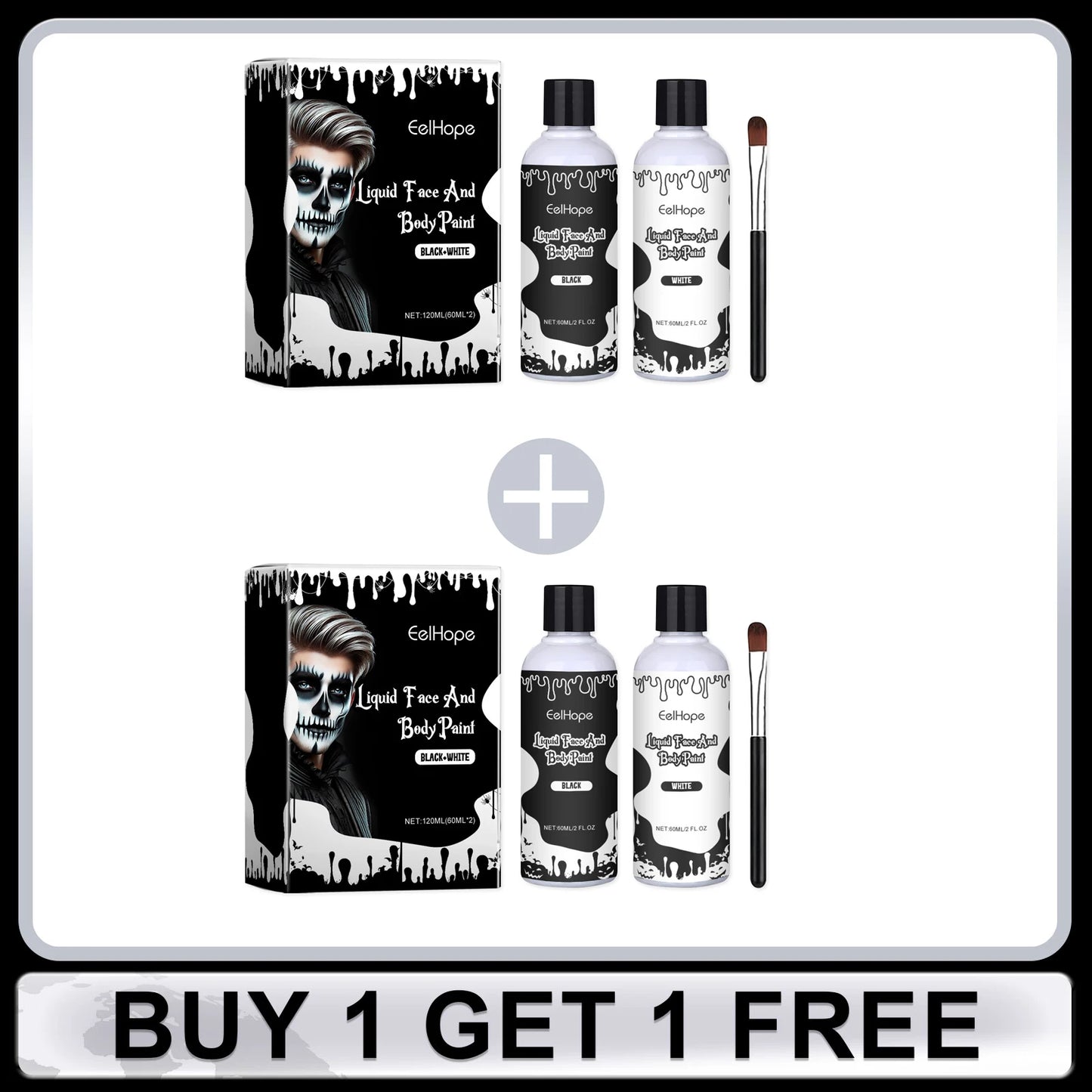 Halloween Party Liquid Face and Body Paint Black 120ml