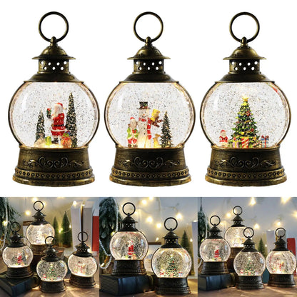 Christmas Light Up Snow Globe Lantern Music Box Ornament Crafts Toys Glitter