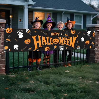Happy Halloween Banner Pumpkin Ghost