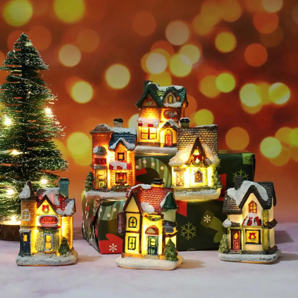 Christmas LED Light Wooden House Luminous Cabin