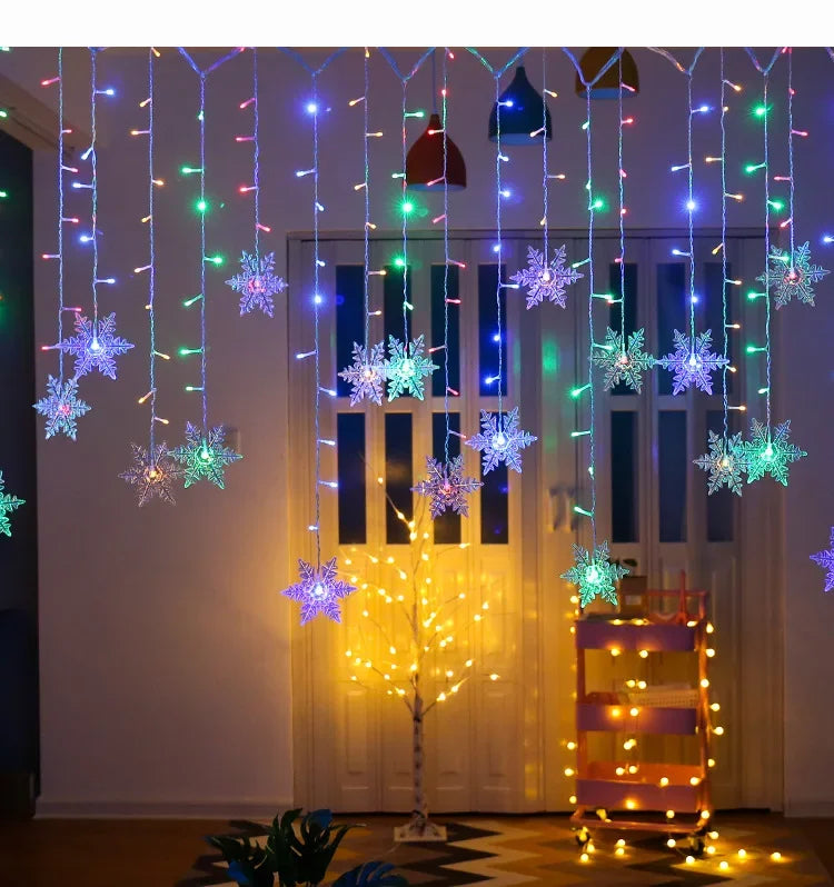 Led Snowflake Curtain Garland