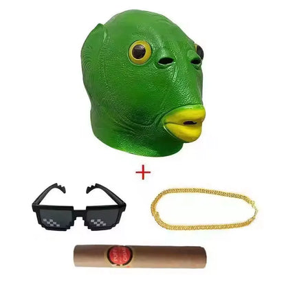 Cospaly Green Fish headed Monster Mask