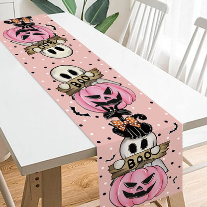 Pink Pumpkin Spider Web Halloween Table Runner - Festivewarehouse™