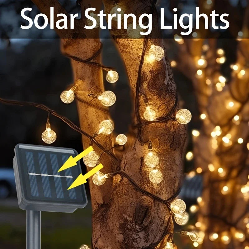 1pack 20/100/200 LED Crystal Globe Solar String Lights