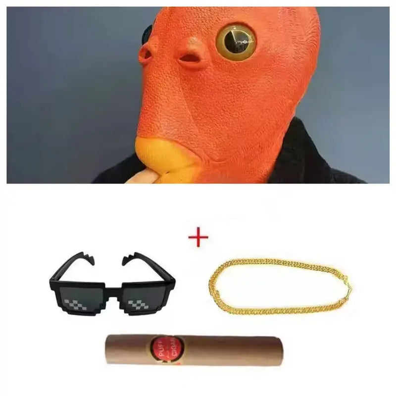 Cospaly Green Fish headed Monster Mask