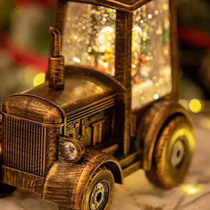 Christmas Snow Globes Vintage Bronze Tractor-Shaped Santa Claus Snowman Christmas Lantern