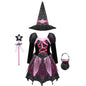4 Pieces Witch Clothing Set Dress+Hat+Wand+Bag
