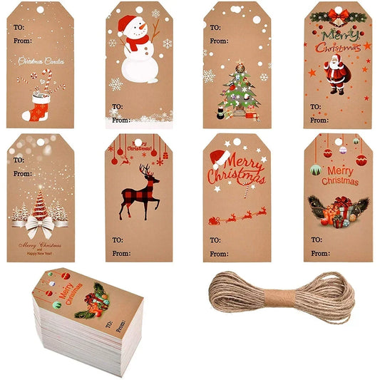 100pcs Merry Christmas DIY Tags Labels