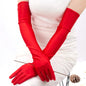 Black White Red Grey Opera/Elbow Stretch Satin Finger Long Gloves