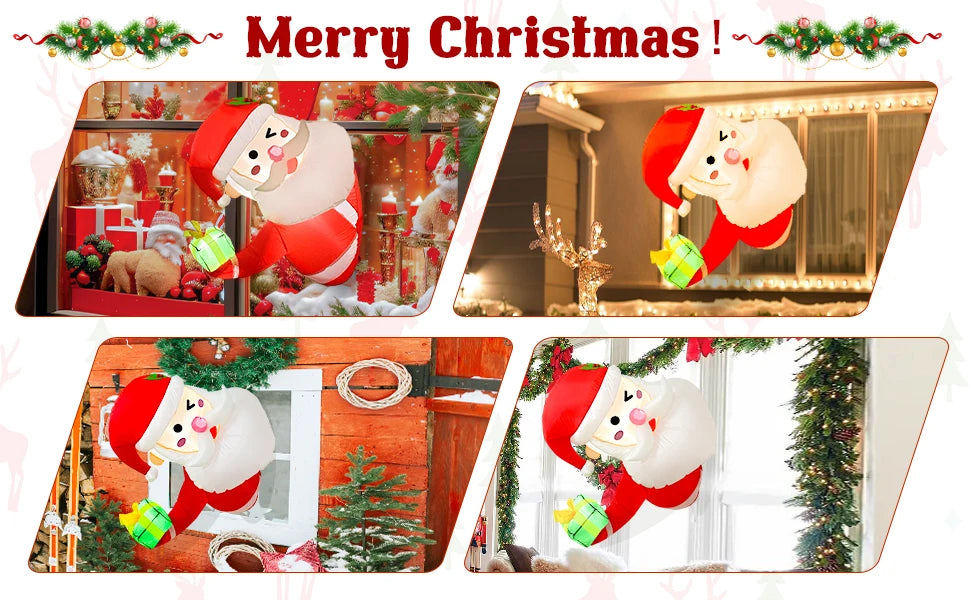 3.5Ft Christmas Santa Claus Window Inflatable Lean Out