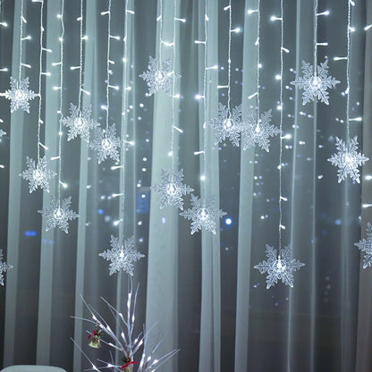 3.2M Christmas Snowflakes LED String Lights Flashing Fairy Curtain Lights