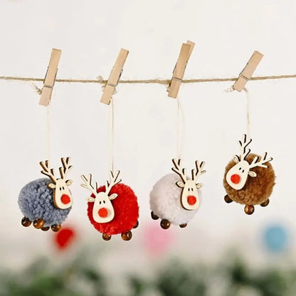 Felt Deer Wool Wooden Elk Christmas Tree Ornaments