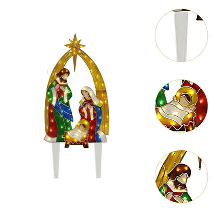 Outdoor Nativity Scene Christmas Decoration with Light for Courtyard Garden