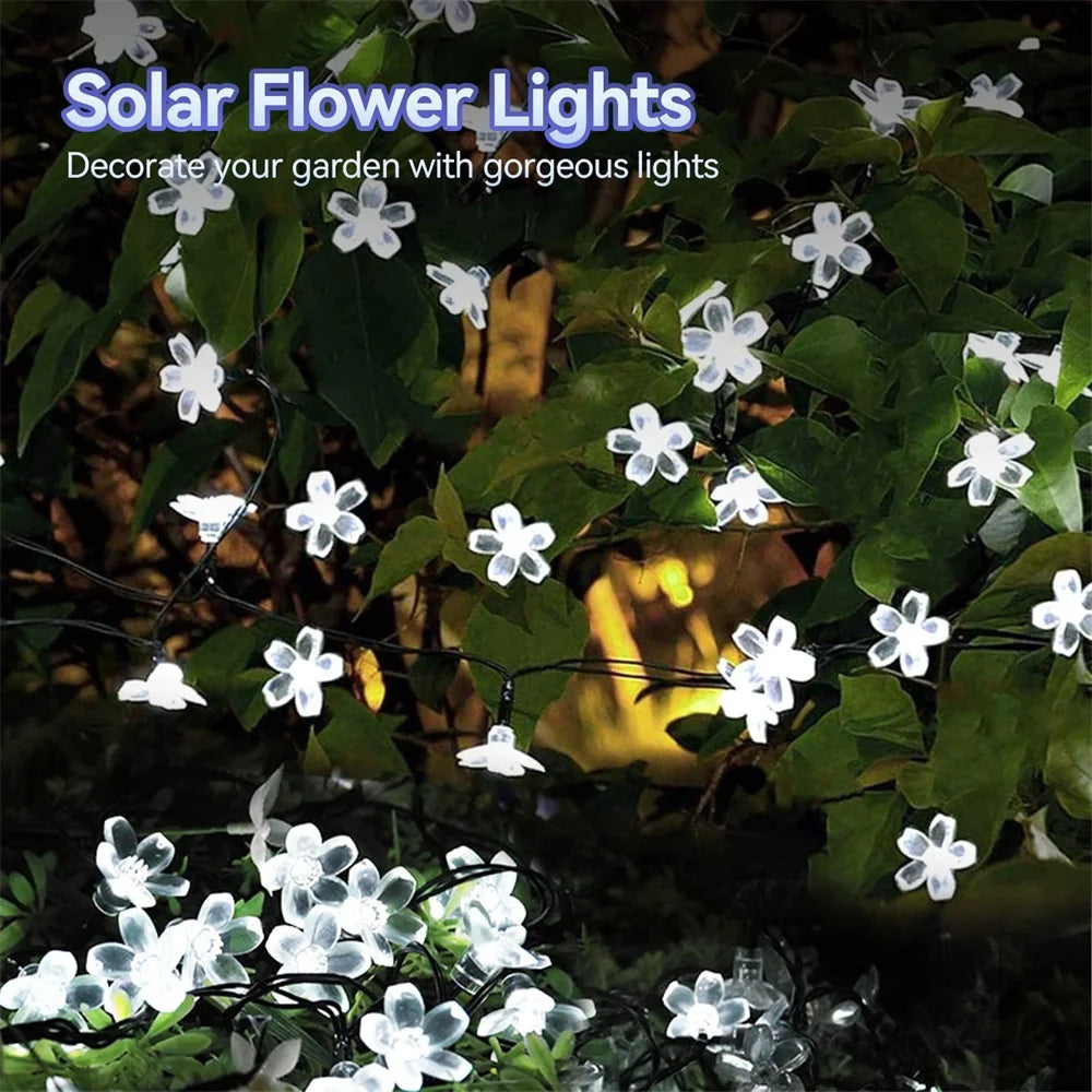 Outdoor Solar Flower String Lights Waterproof Fairy Light Decorations