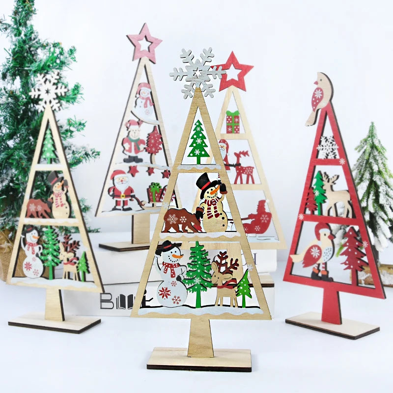 1PC Mini Wooden Christmas Tree Shape Tabletop