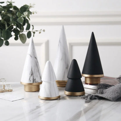 Nordic Geometric Black White Christmas Tree Minimalism Ceramic Decoration