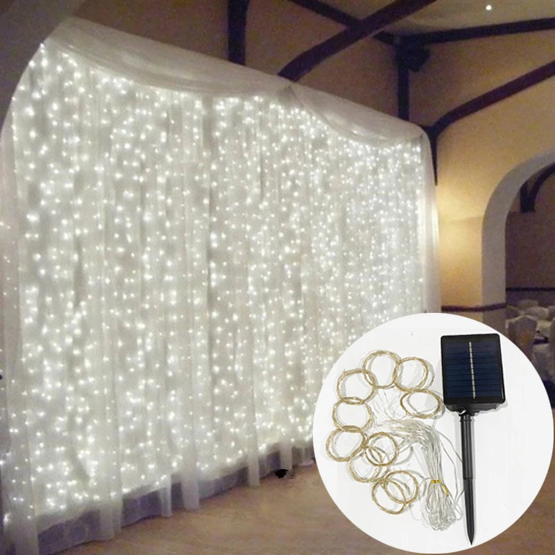 Solar Curtain Garland Led Lights