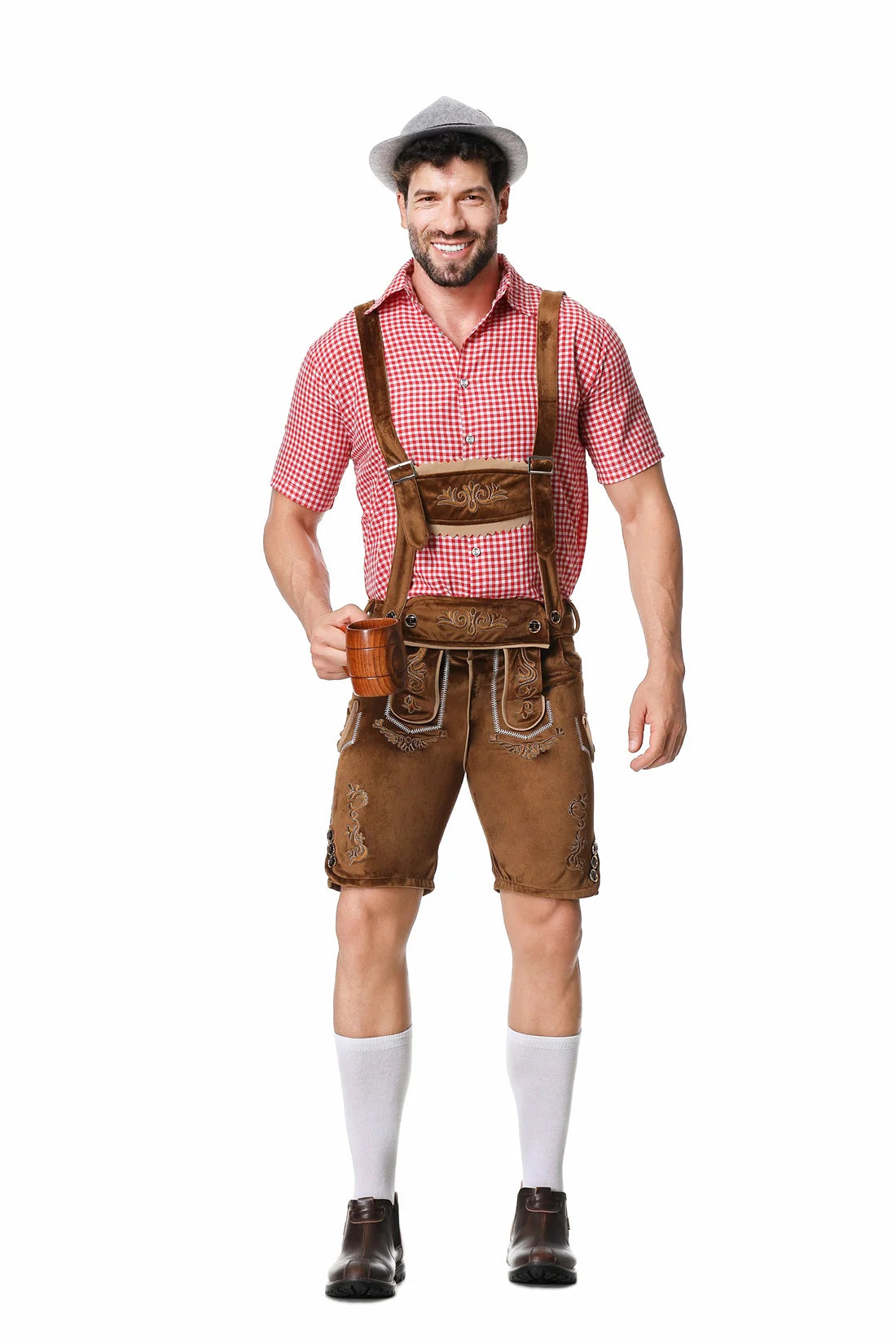 M-XXL Men German Oktoberfest Lederhosen Costume