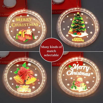 Christmas Window Light LED 3D Hanging Lights Battery Operated Round Lamp