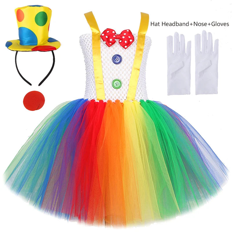 Rainbow Circus Clown Costume for Girls
