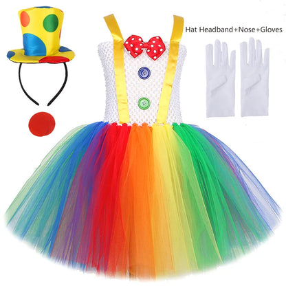 Rainbow Circus Clown Costume for Girls