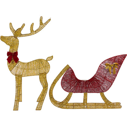 Lighted Christmas Deer Sleigh Outdoor Yard Decoration