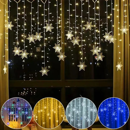 Led Snowflake Curtain Icicle Fairy String Light