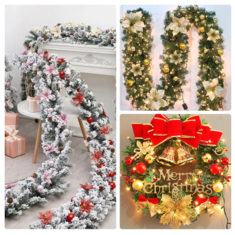 Christmas Decor - Artificial Flowers & Greenery, Gift Decor - Decorative Wreath for Home & Holiday - 9cm